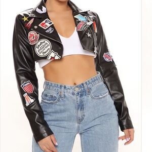 Cropped Faux Leather Moto Jacket 🏍️